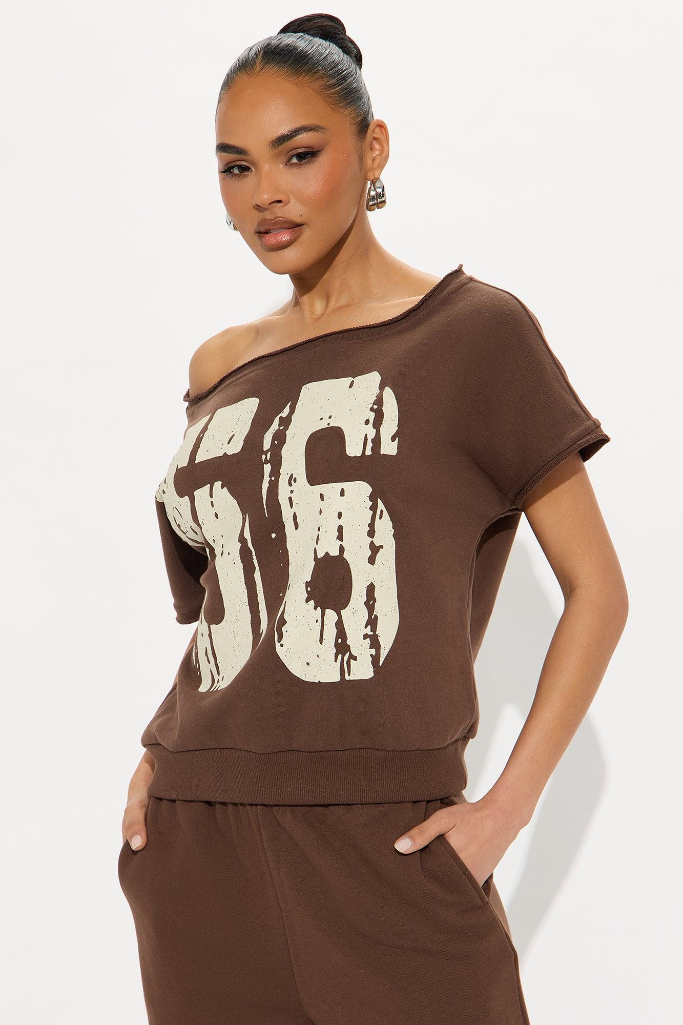 56 Off Shoulder Jogger Set - Chocolate Product Image