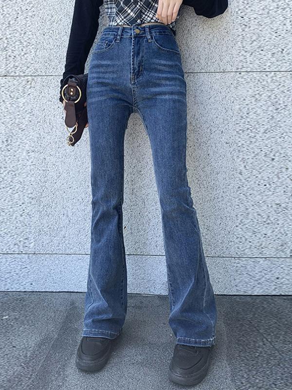 Vintage Blue Wash High Rise Slim Flare Jeans Product Image