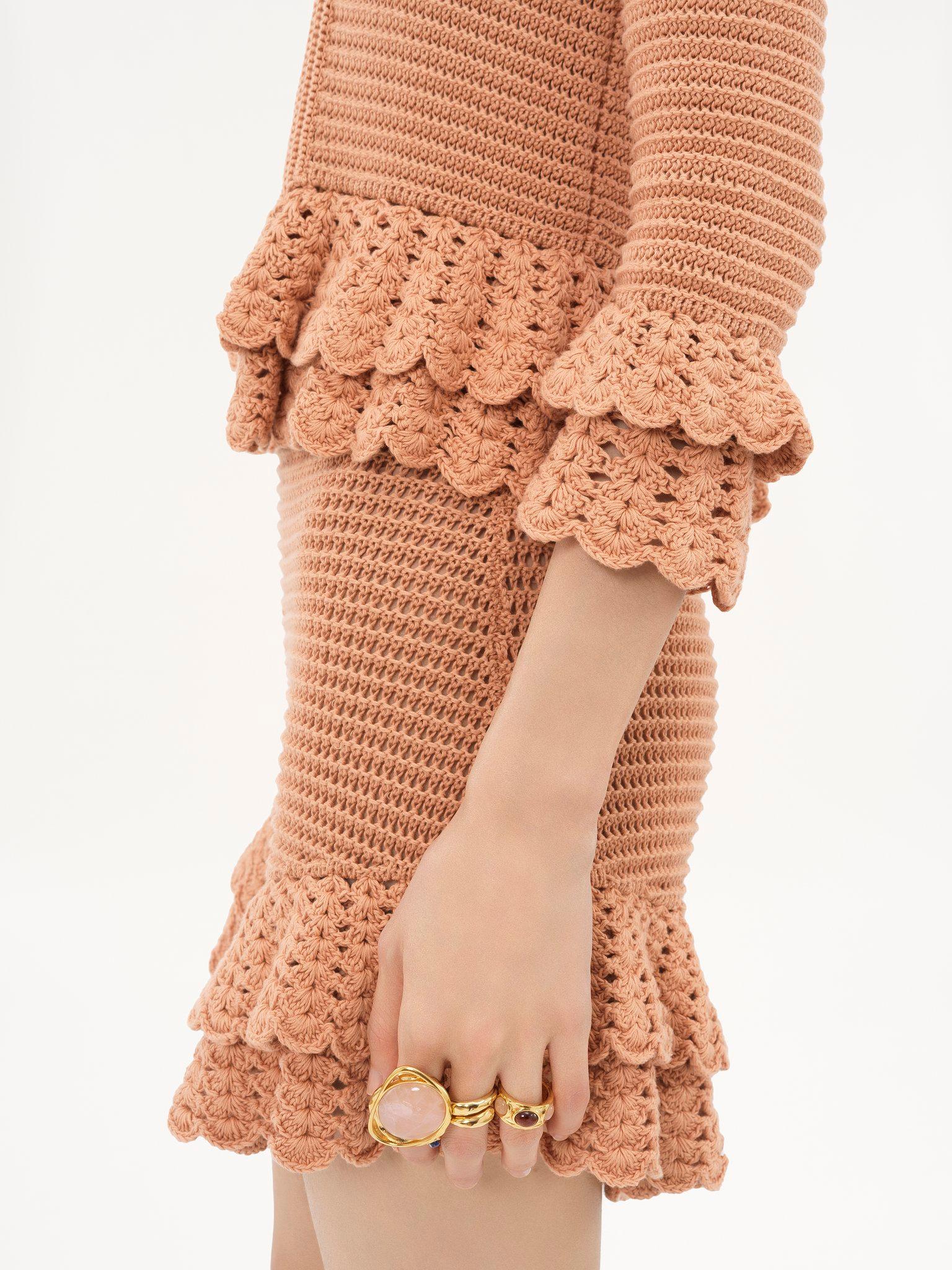 Ruffled mini shorts in crochet knit Product Image