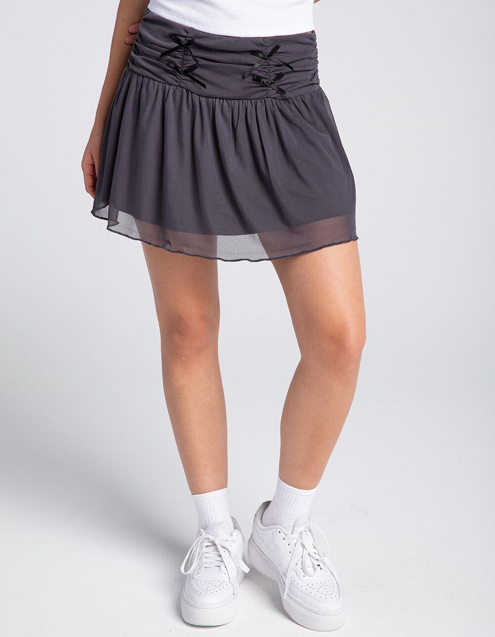 RSQ Womens Low Rise Bow Cinch Mini Skirt - GRAY Product Image