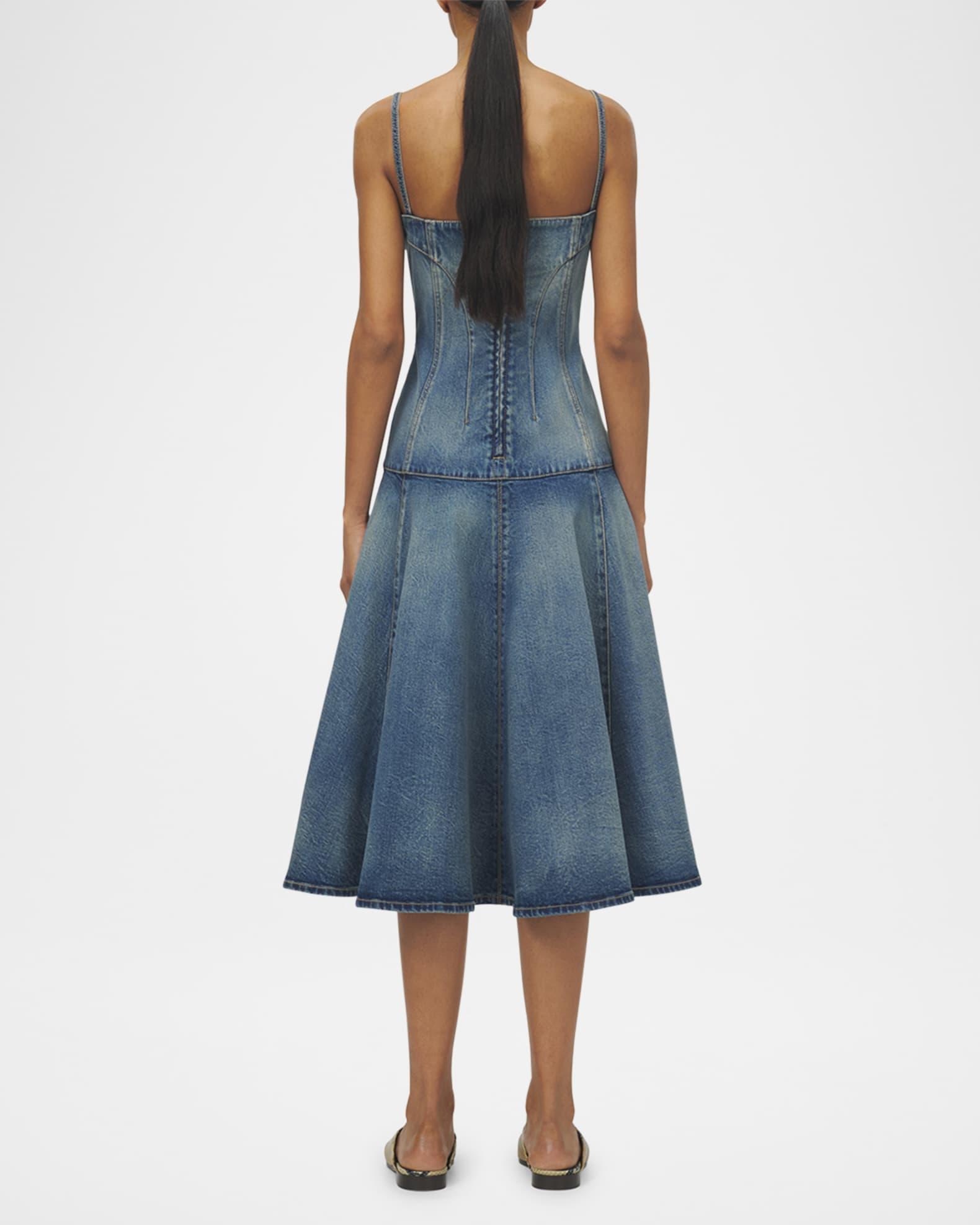 Seamed Denim Midi Dress Product Image