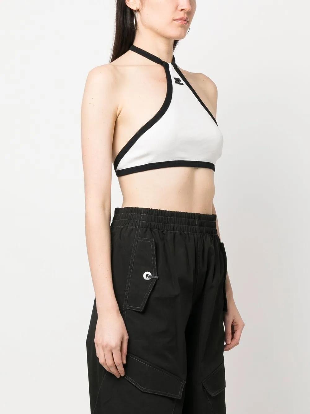 two-tone halterneck crop top Product Image