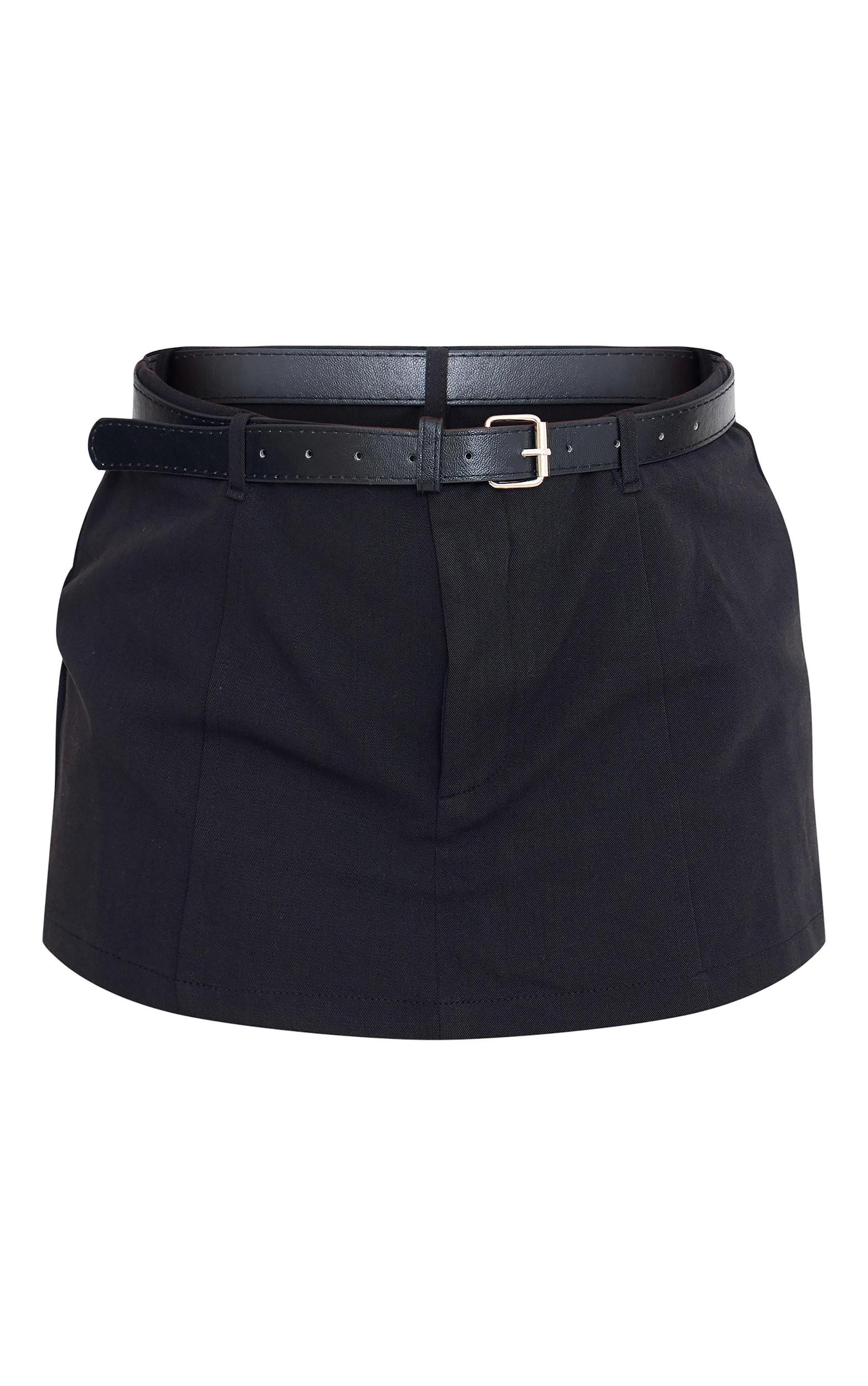 Black Tailored Woven Belt Detail Skort Product Image