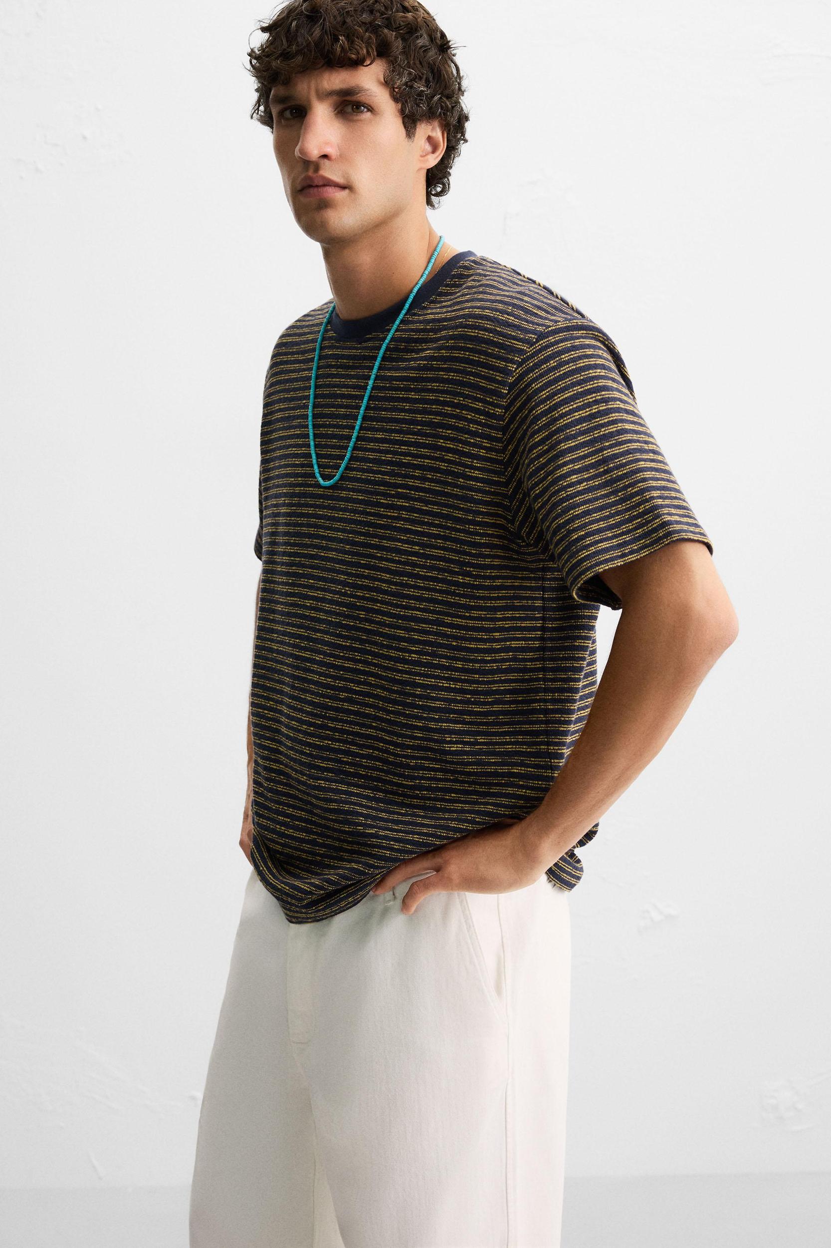 JACQUARD STRIPED T-SHIRT Product Image