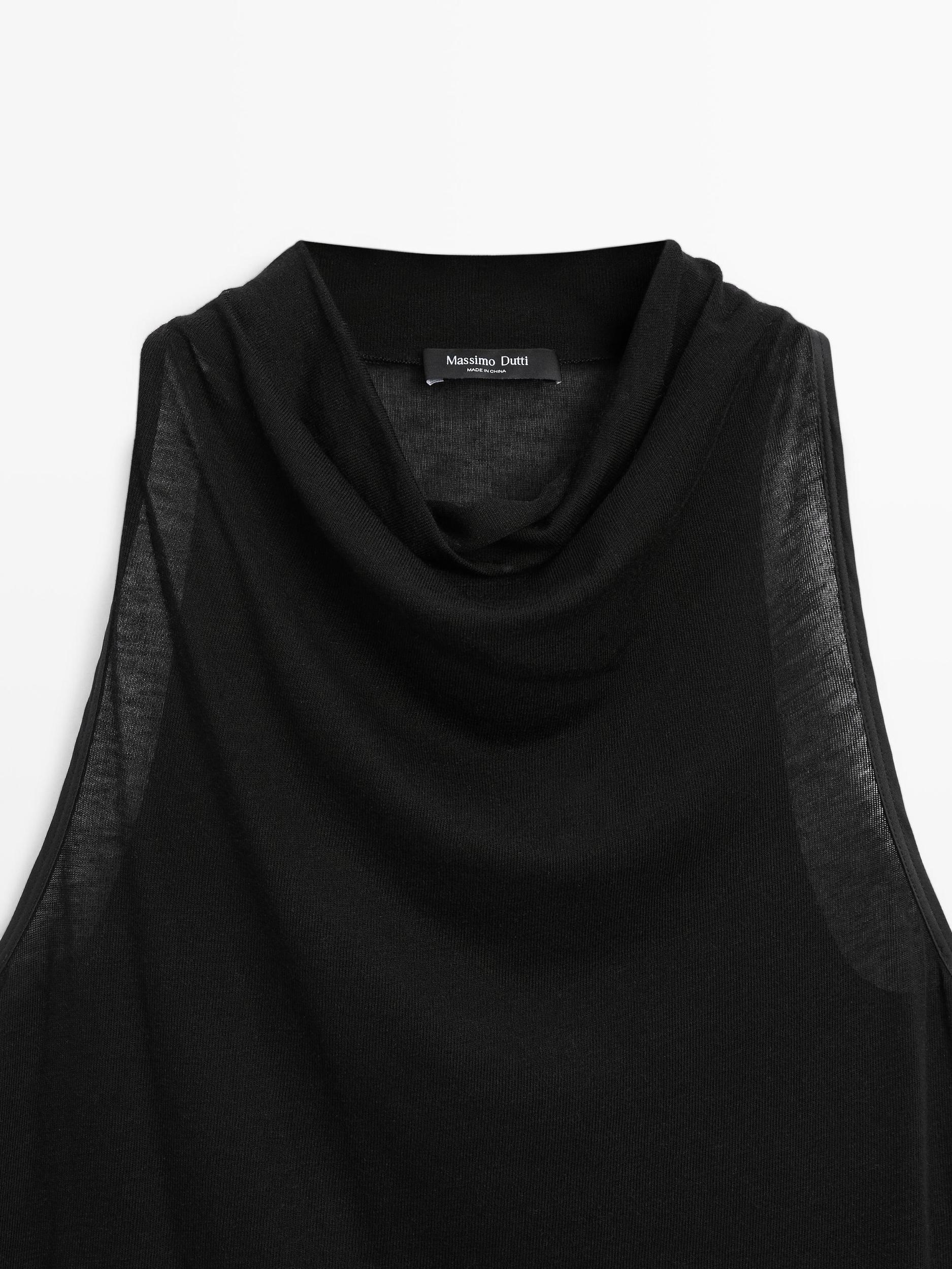 Sleeveless top with draped neckline Product Image