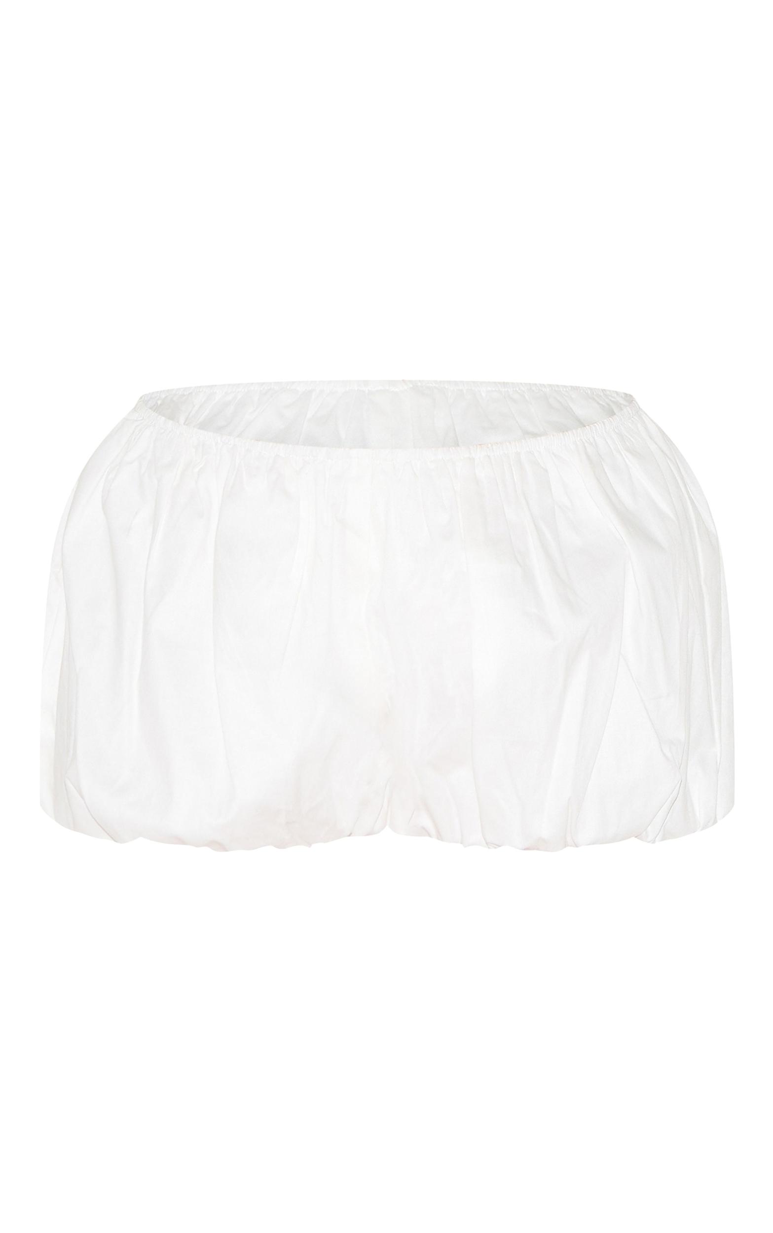 White Cotton Low Rise Puffball Mini Short Product Image