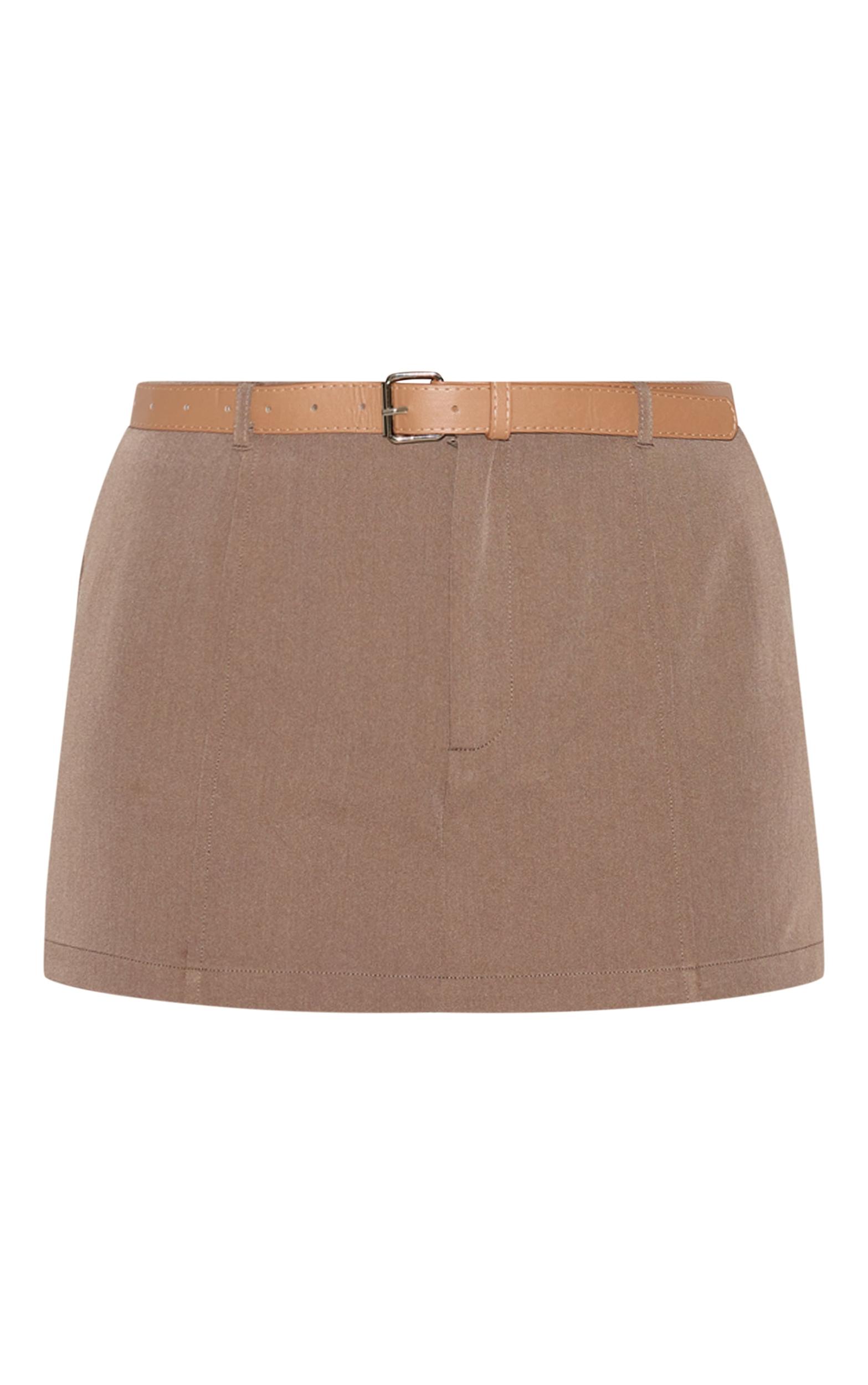 Brown Tailored Woven Belt Detail Skort Product Image