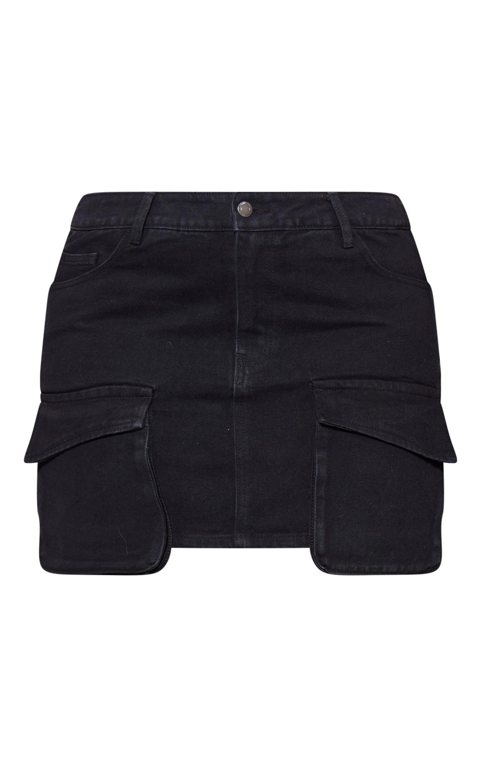 Plus Washed Black Oversized Pocket Detail Mini Skirt Product Image