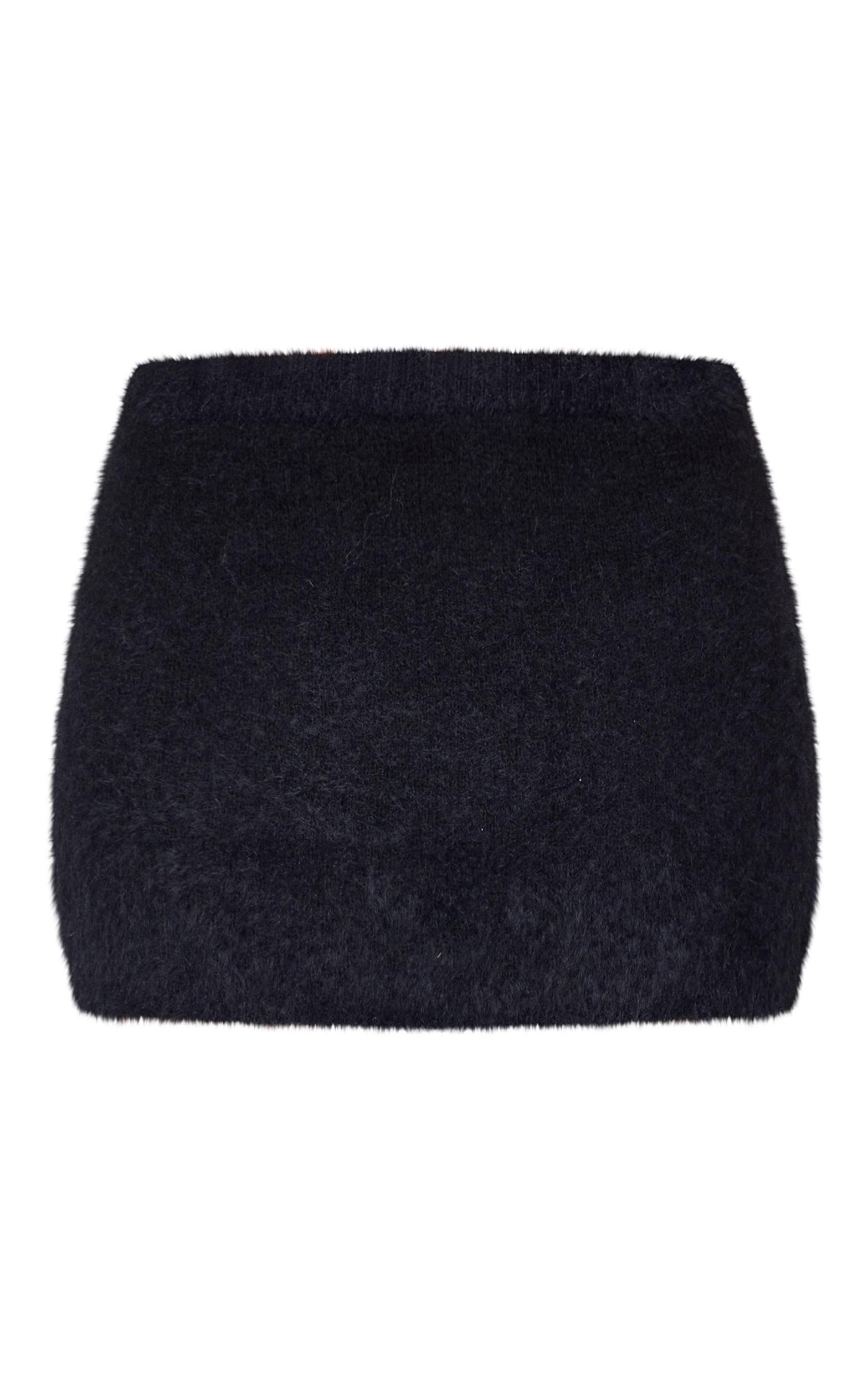 Black Soft Knit Mini Skirt Product Image