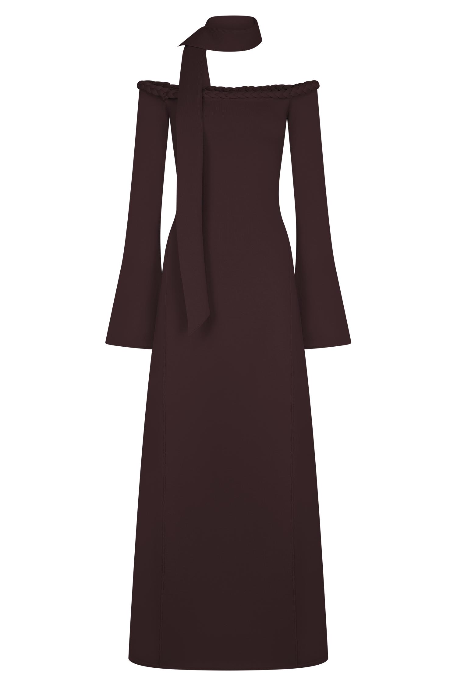 Heidi Strapless Knit Scarf Maxi Dress - Dark Chocolate Product Image