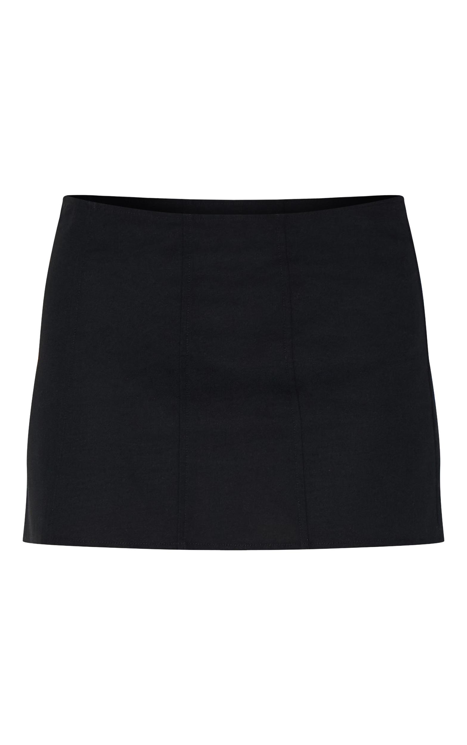 Black Linen Blend Seam Detail Mini Skirt Product Image