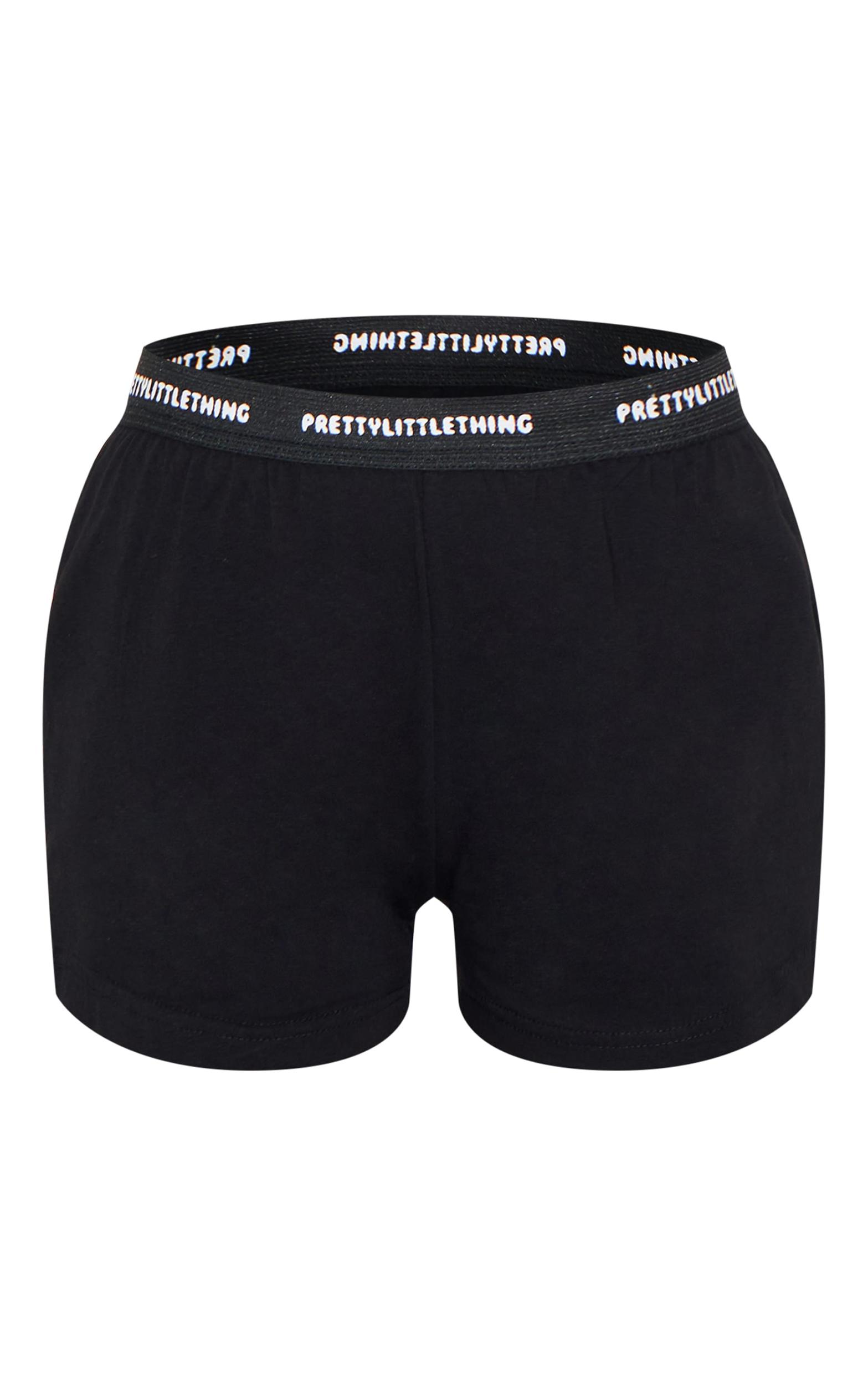 PRETTYLITTLETHING Black Tape PJ Shorts Product Image