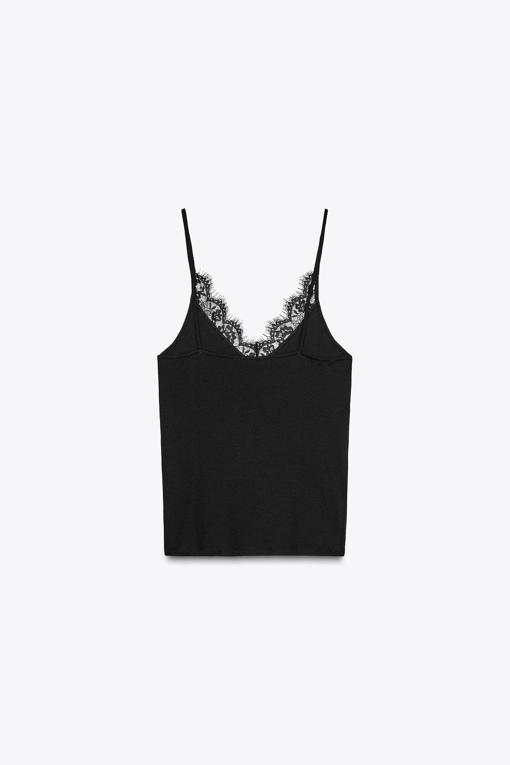RIB TANK TOP WITH LACE Product Image