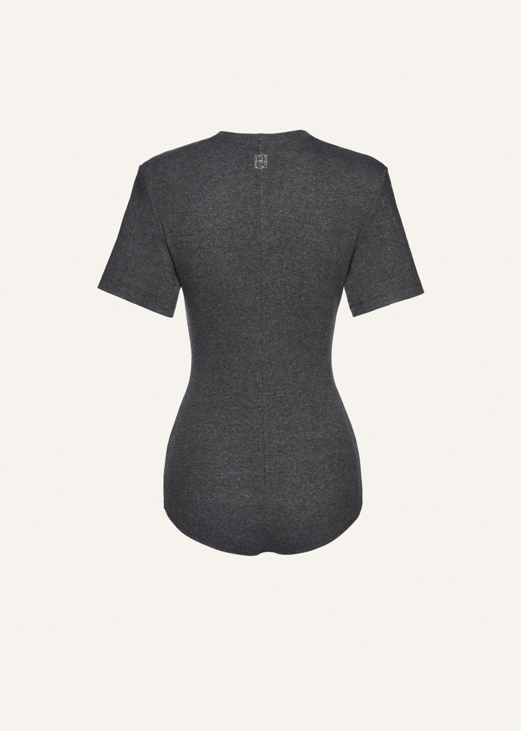 Ribbed short sleeve bodysuit in grey Product Image