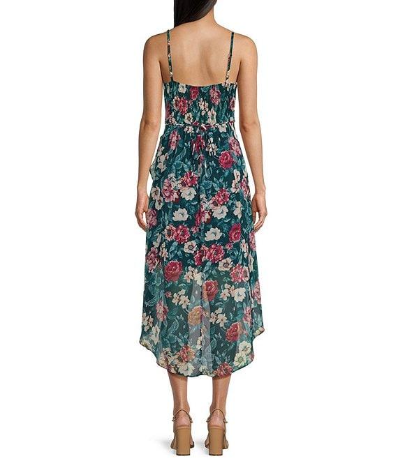 I.N. San Francisco Floral Print Sweetheart Bustier Wrap Hi-Low Midi Dress Product Image