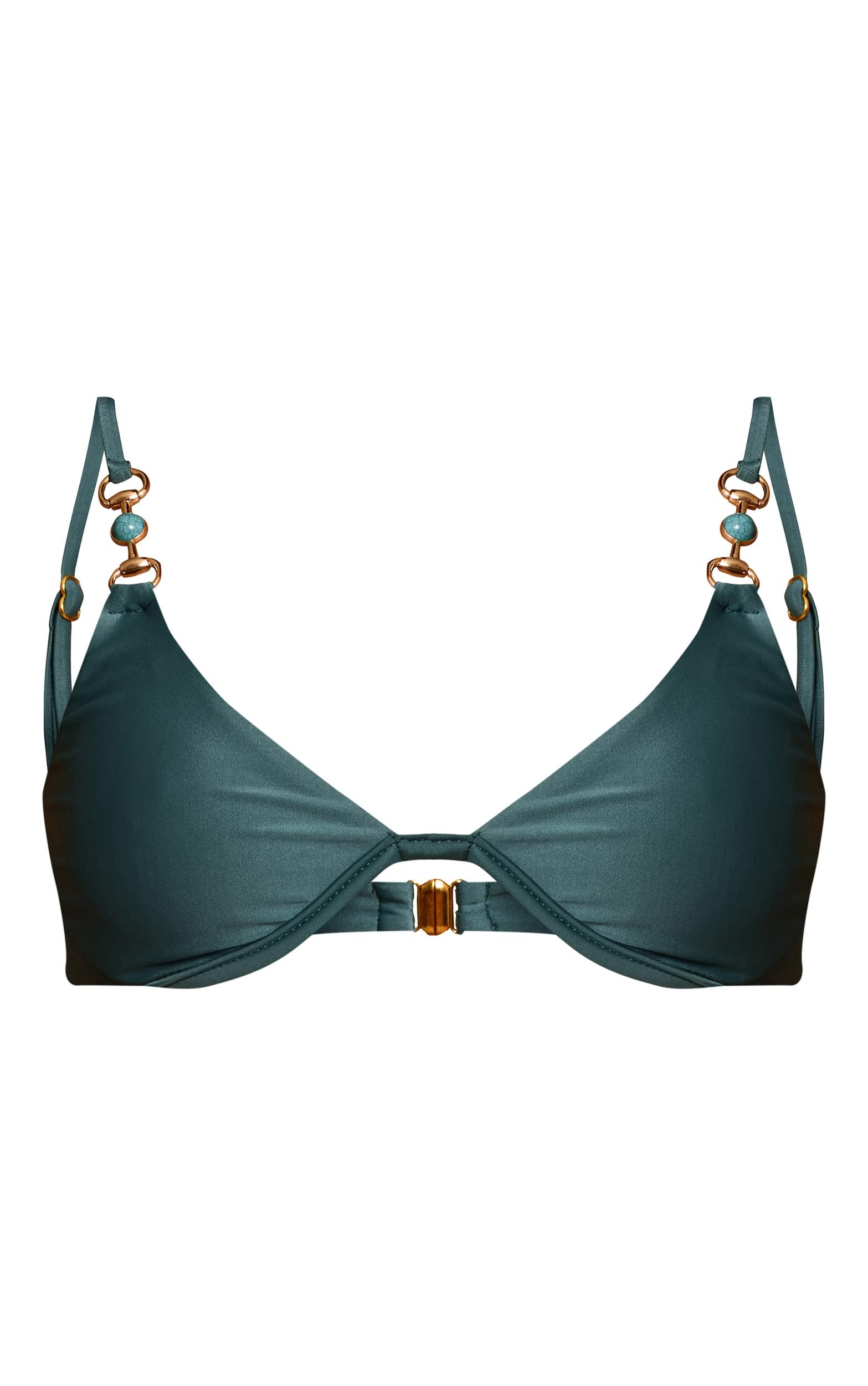 Sea Green Trim Detail Underwired Bikini Top Product Image