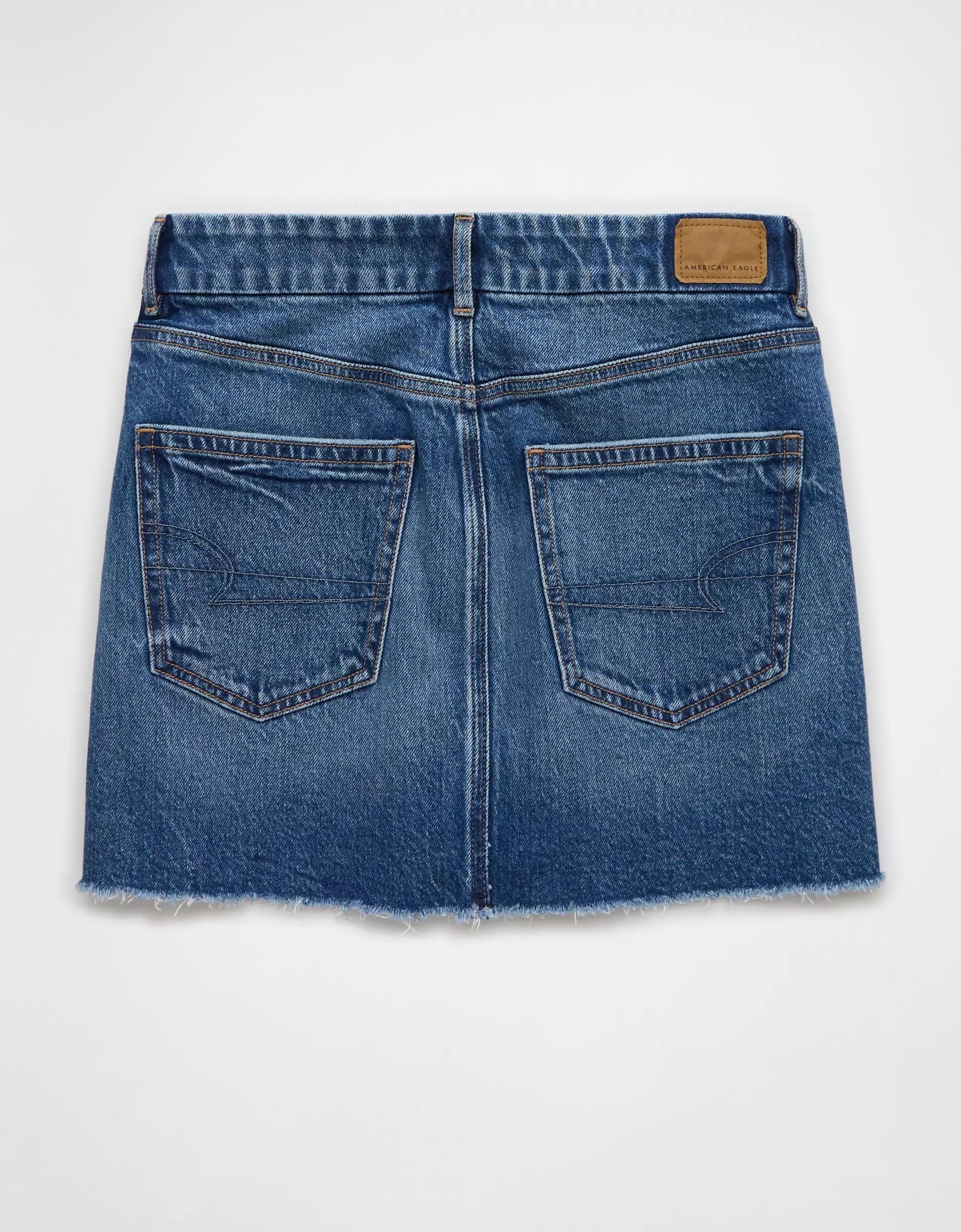 AE Stretch Curvy High-Waisted Perfect Denim Mini Skirt Product Image