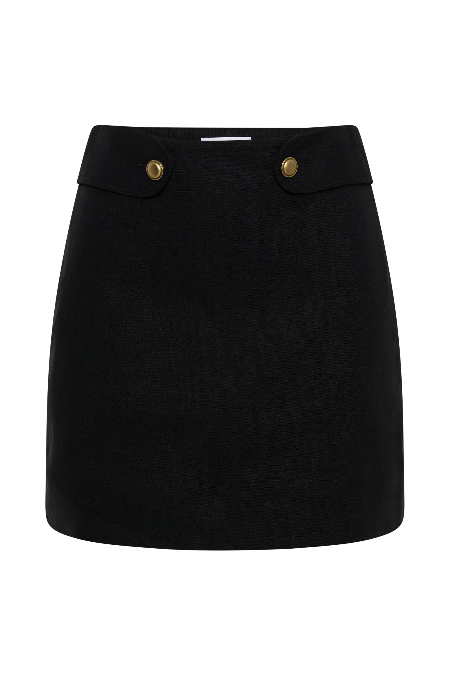 Marquette Linen Mini Skirt - Black Product Image