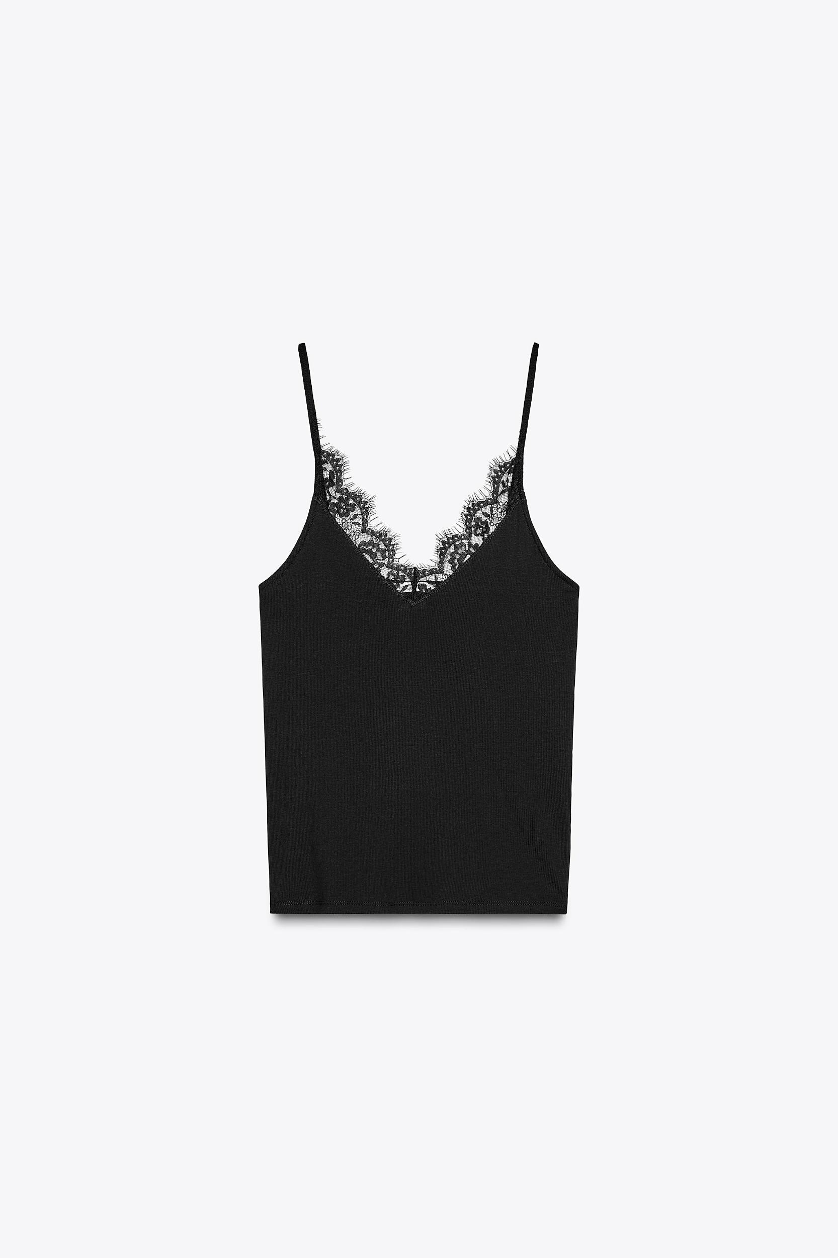RIB TANK TOP WITH LACE Product Image