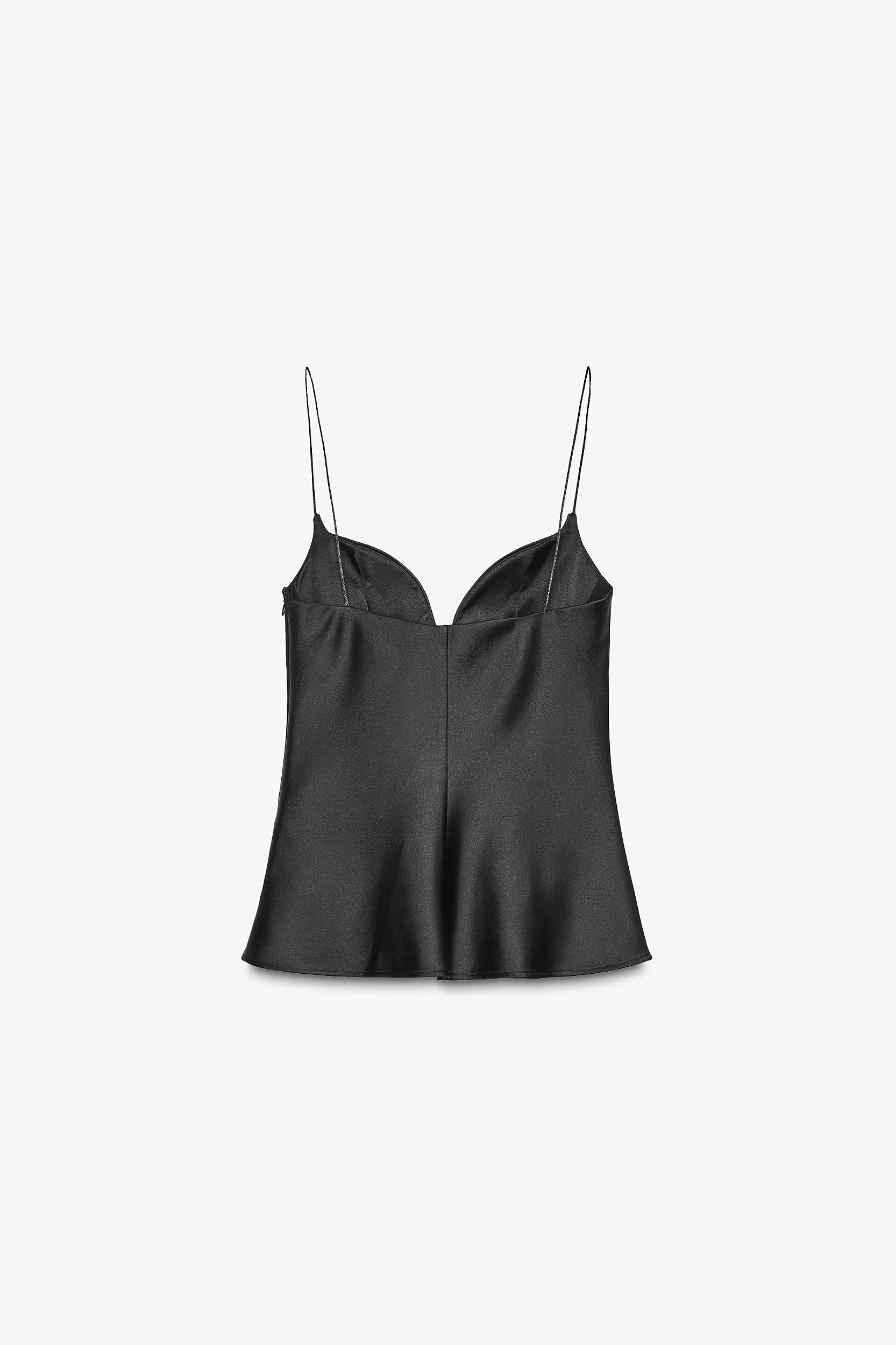 SATIN EFFECT SWEETHEART NECKLINE TOP Product Image