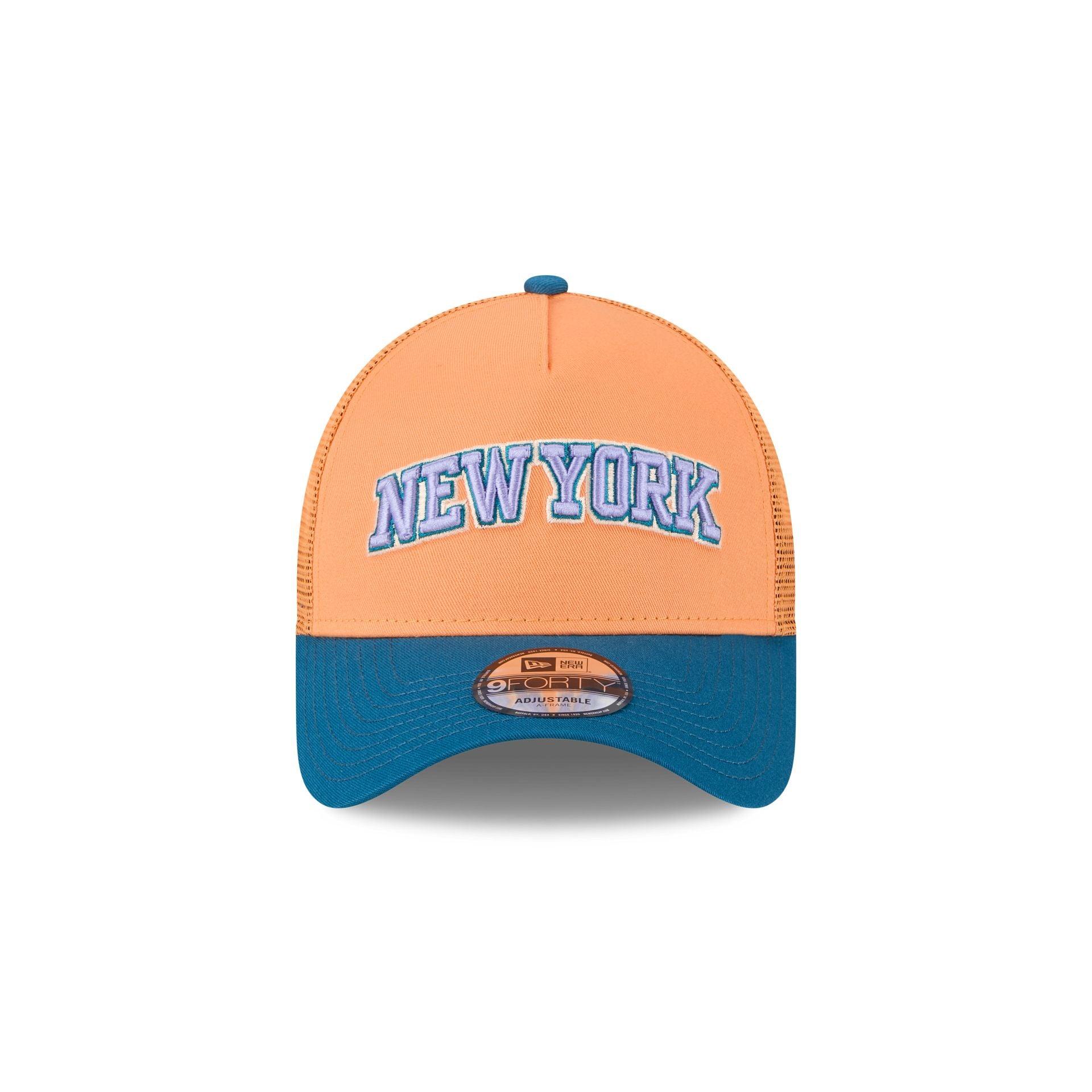 New York Knicks Orange Glaze 9FORTY A-Frame Trucker Hat Male Product Image