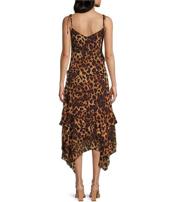 I.N. San Francisco Printed Ruffle V-Neck Maxi Asymmetrical Hem Slip Dress Product Image