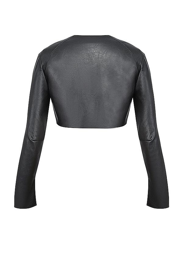 Ione  black vegan leather cropped top Product Image