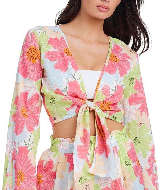 Sanctuary Charming Floral Ruffle Elastic Waist Swim Cover-Up Shorts Product Image