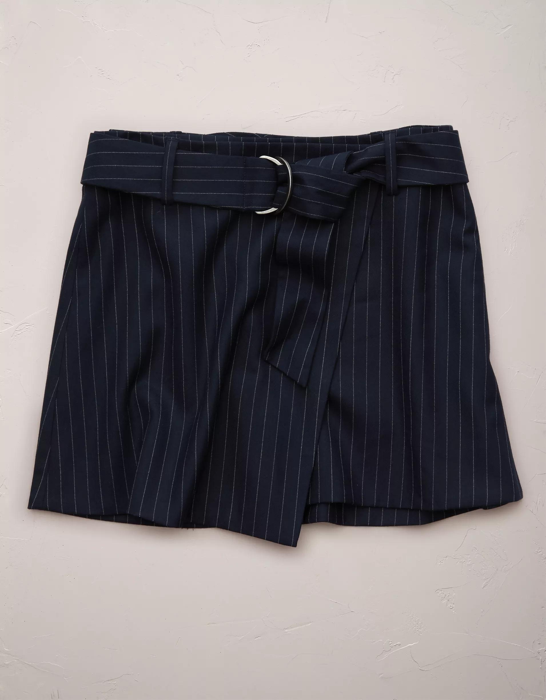 AE77 Premium Belted Wrap Mini Skirt Product Image