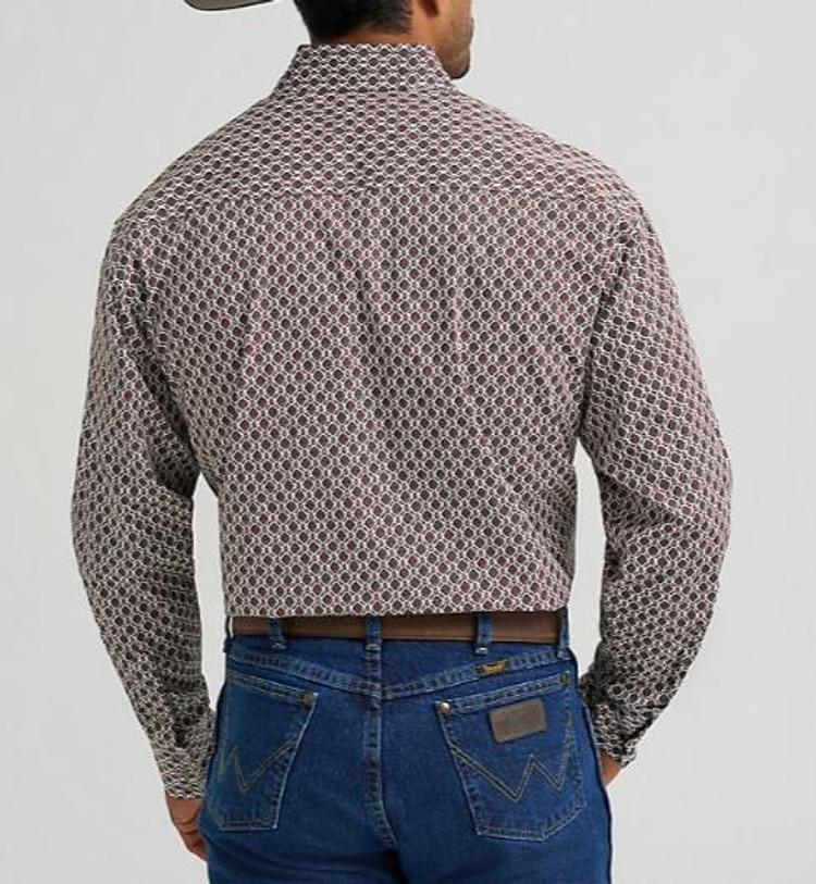 Wrangler® George Strait™ Men's L/S Brown Print Snap Shirt Product Image