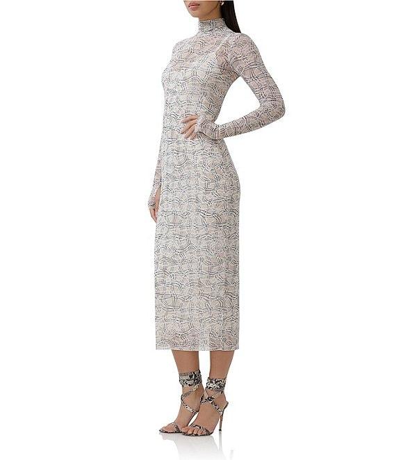 AFRM Shailene Print Turtleneck Long Sleeve Midi Dress Product Image