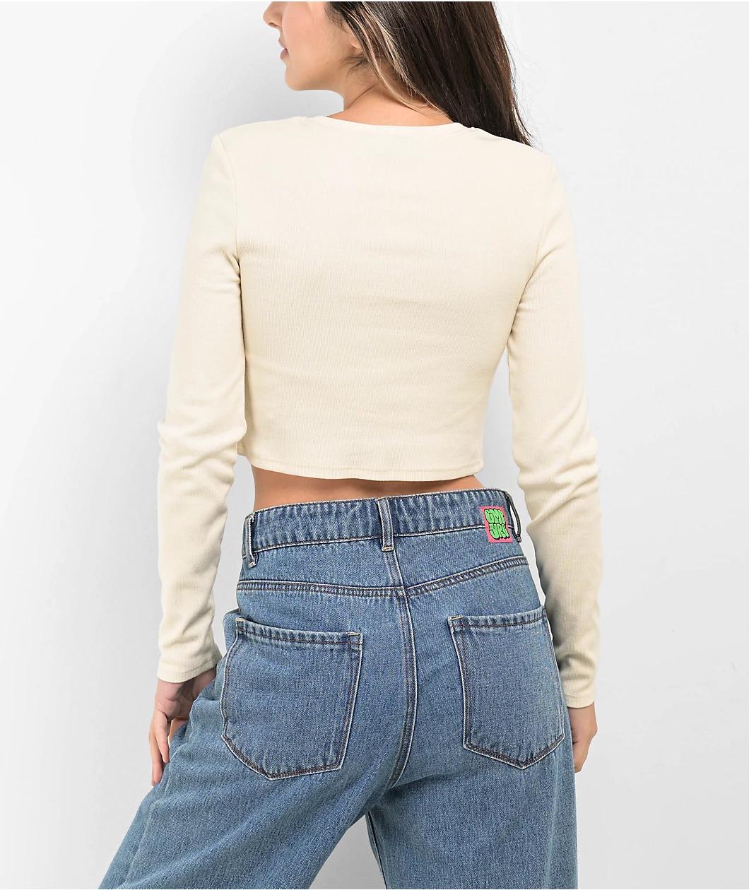 Ninth Hall Fundamentals Sylvie Birch Fitted Crop Long Sleeve T-Shirt Product Image