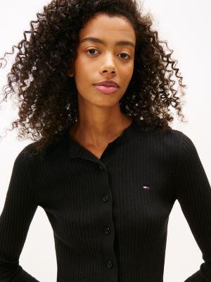 Tommy Jeans Cropped Rib Knit Cardigan Product Image