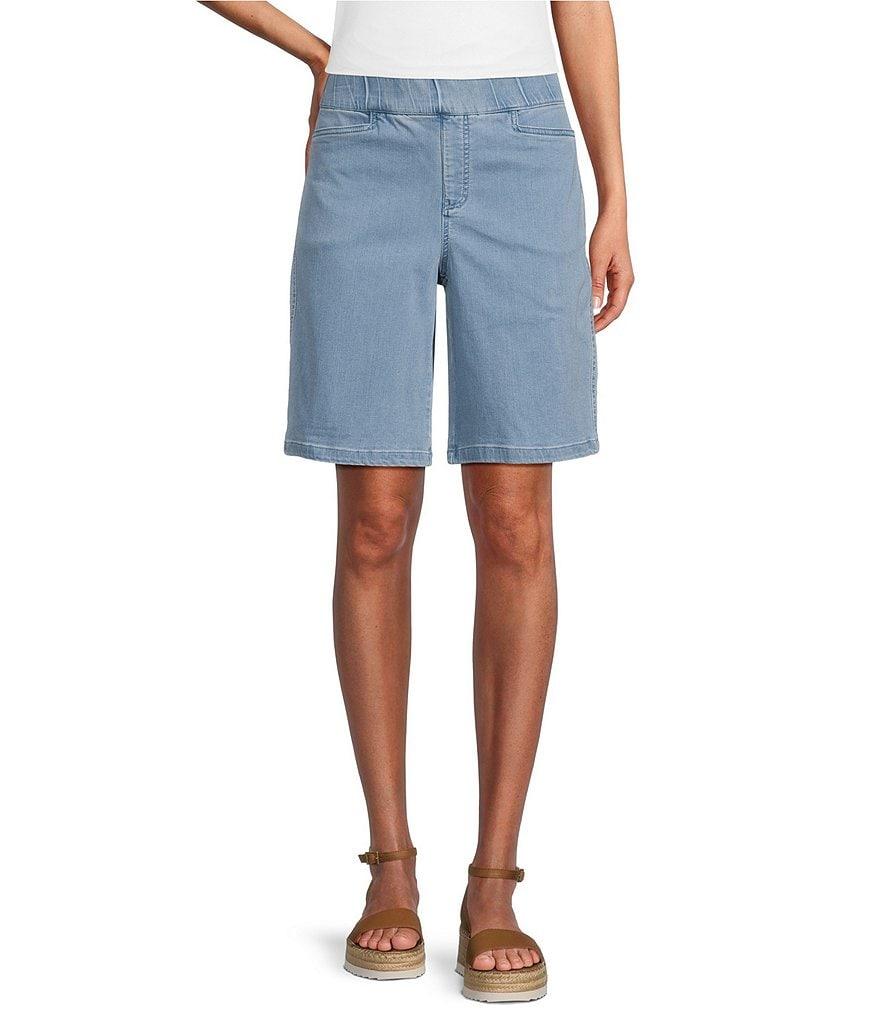 Intro Daisy High Waist Pull-On Stretch Denim Bermuda Shorts Product Image