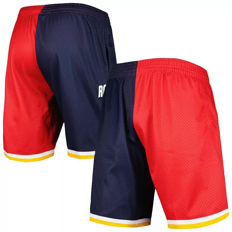 Men's Mitchell & Ness Navy/Red Houston Rockets Hardwood Classics 1993 Split Swingman Shorts,  Product Image