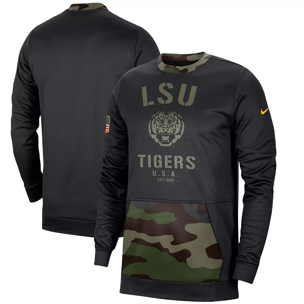 Men's Nike Black/Camo LSU Tigers Military Appreciation Performance Pullover Sweatshirt,  Product Image