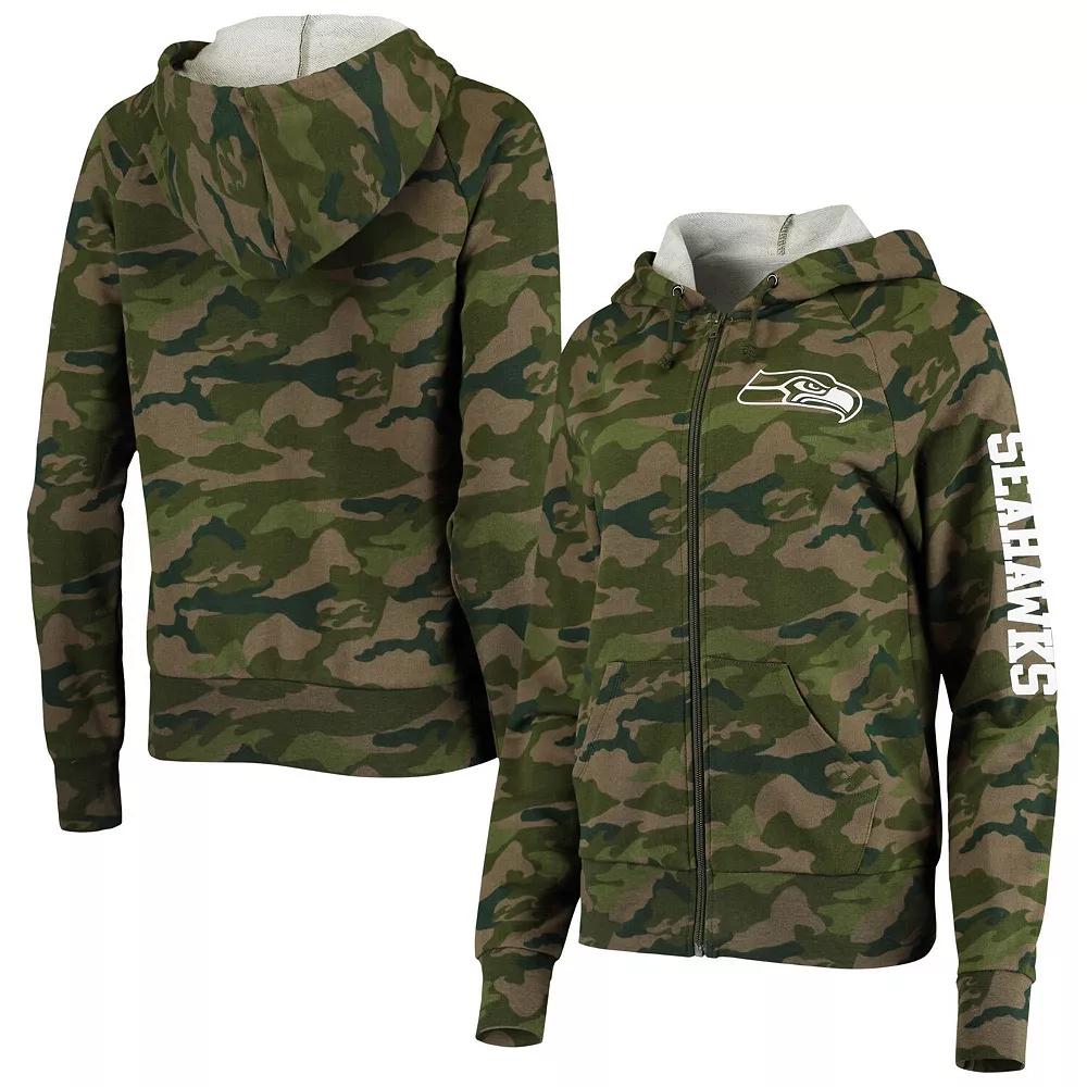Women's New Era Camo Seattle Seahawks Raglan Full-Zip Hoodie,  Product Image
