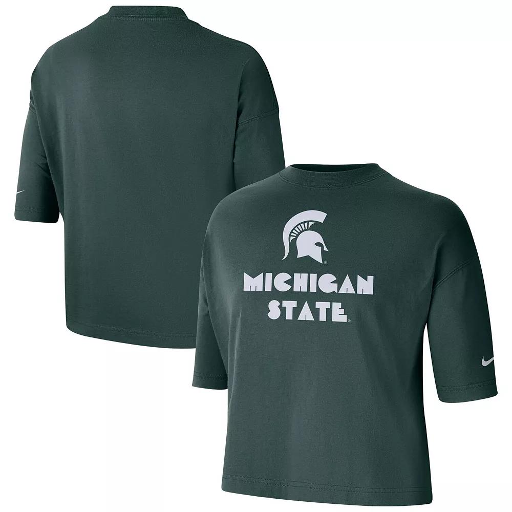 Women's Nike Green Michigan State Spartans Crop Performance T-Shirt, Size: XS Product Image