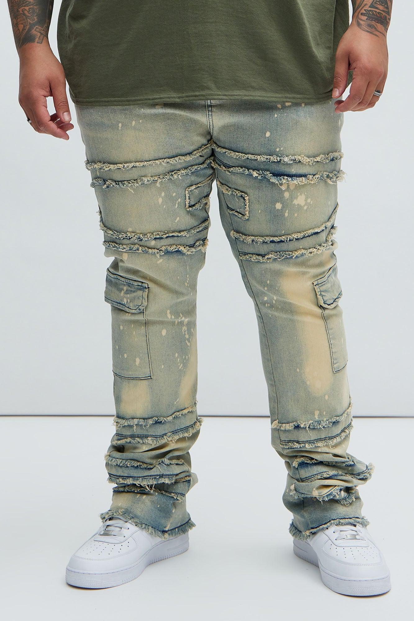 With Some Fray Skinny Flare Cargo Jeans - Light Blue Wash Product Image