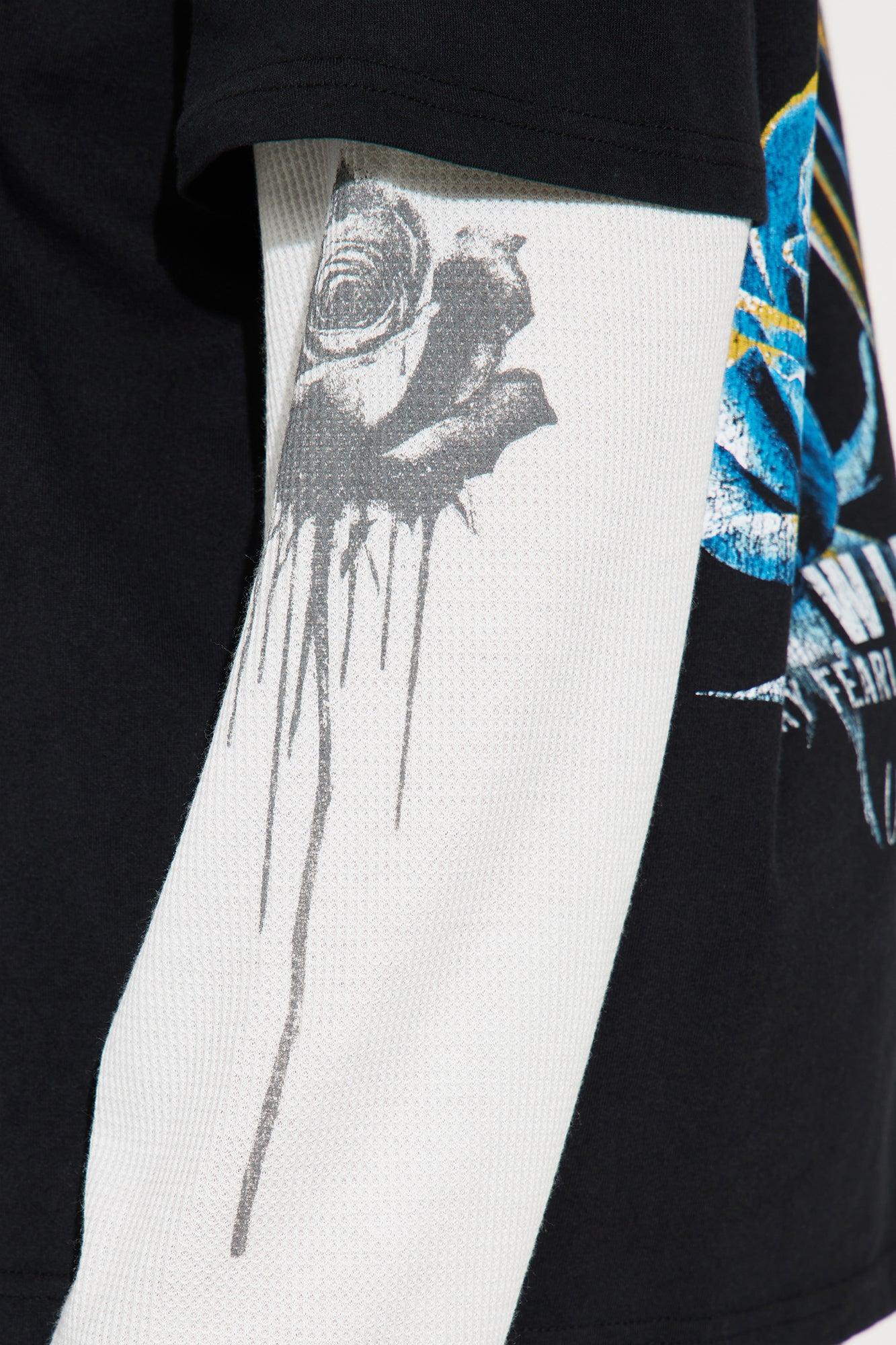 Wild Spirit Thermal Long Sleeve 2Fer Tee - Black/White Female Product Image