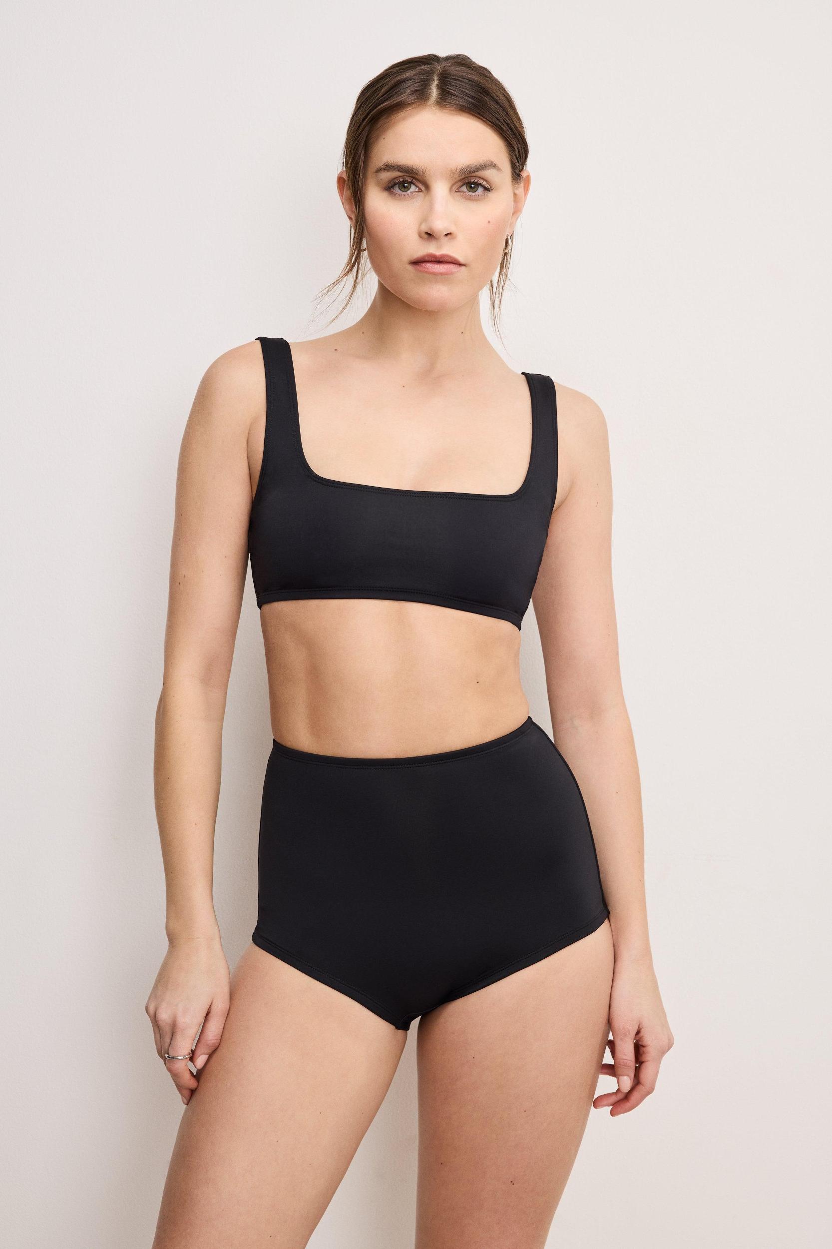 SQUARE NECK COMPRESSION SWIM TOP | BLACK001 Product Image