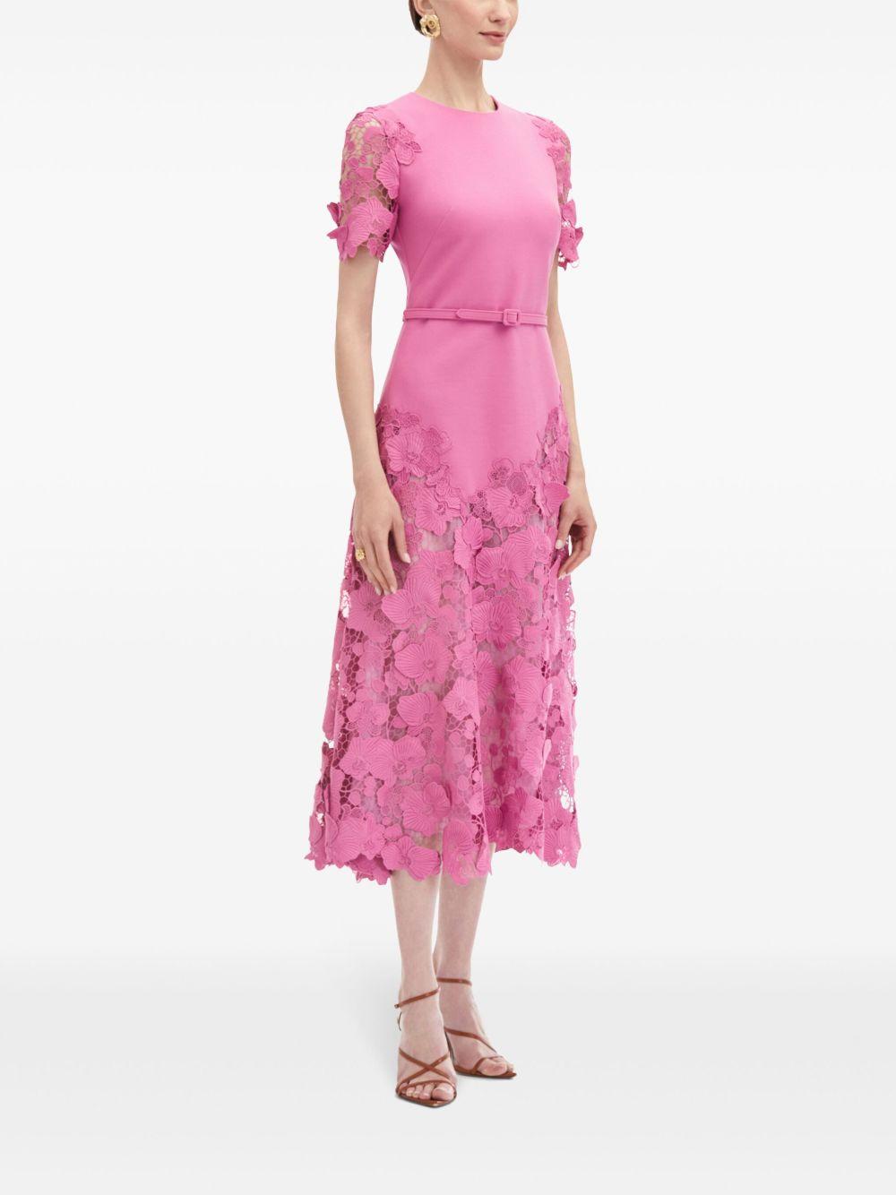 Orchid guipure lace-inset dress Product Image