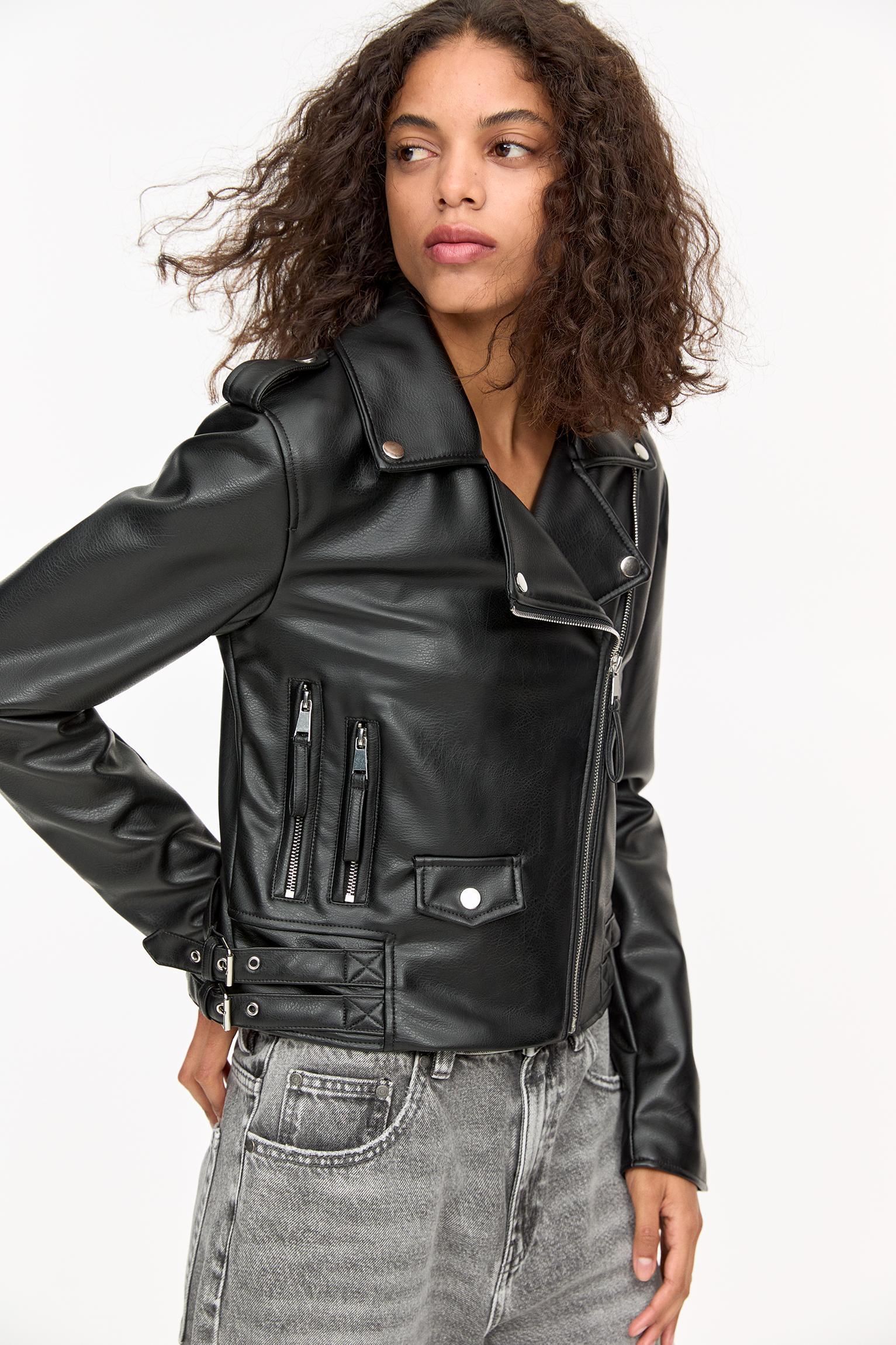 Leather effect biker jacket Product Image