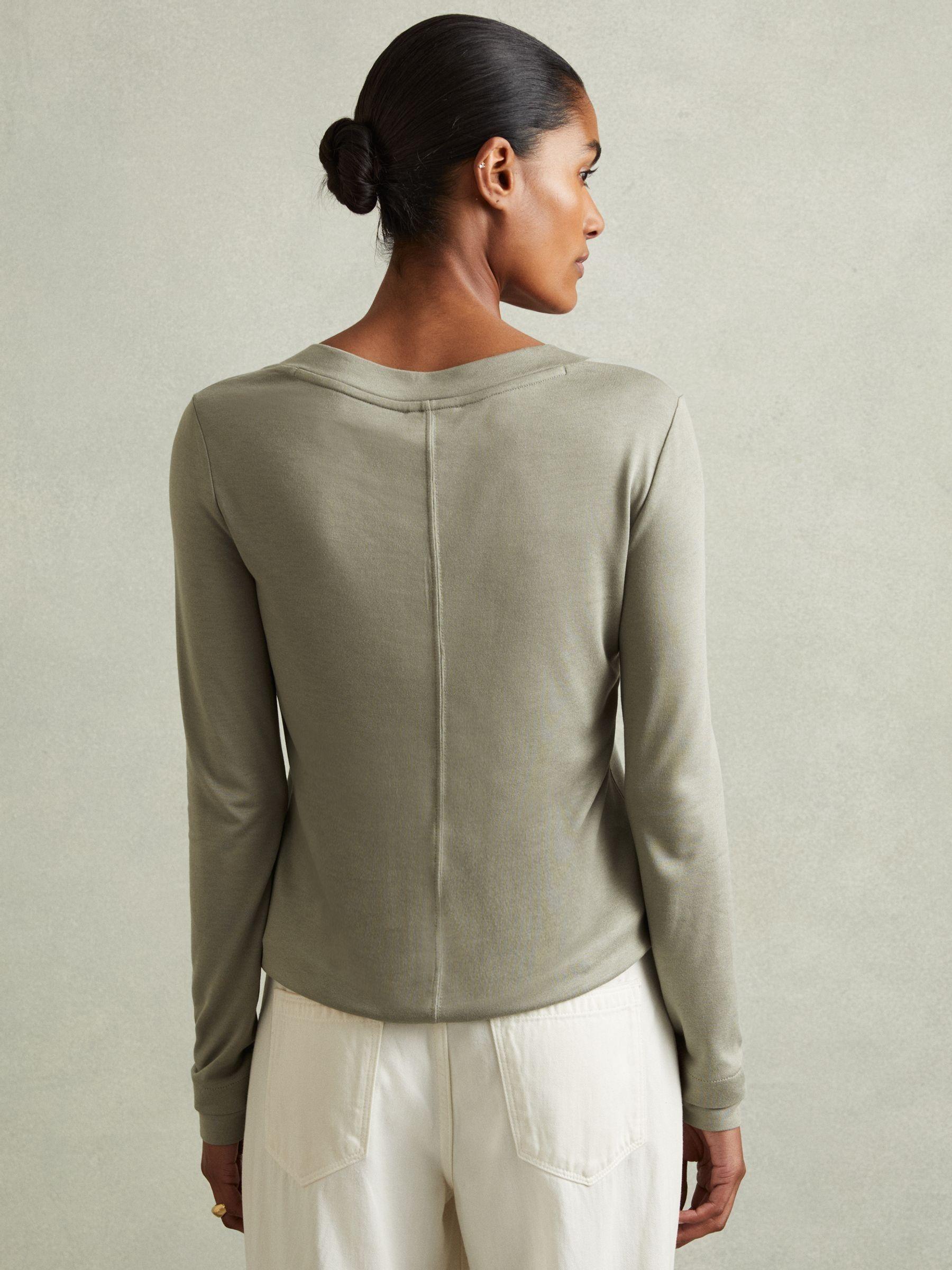 Jersey V-Neck Top in Sage Product Image