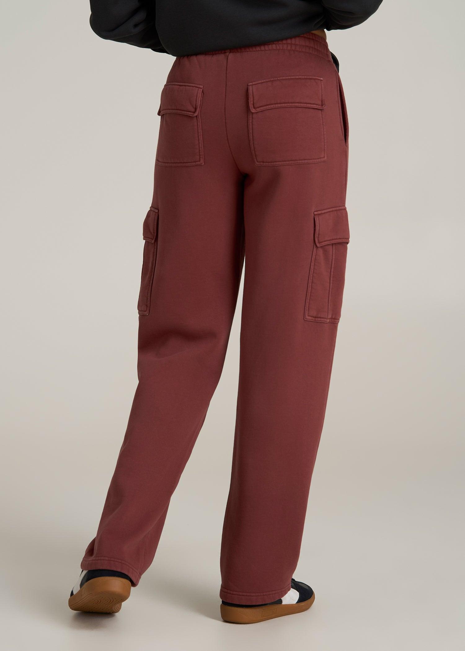 Mid Rise Cargo Fleece Sweatpants for Tall Women in Intense Rust Female Product Image