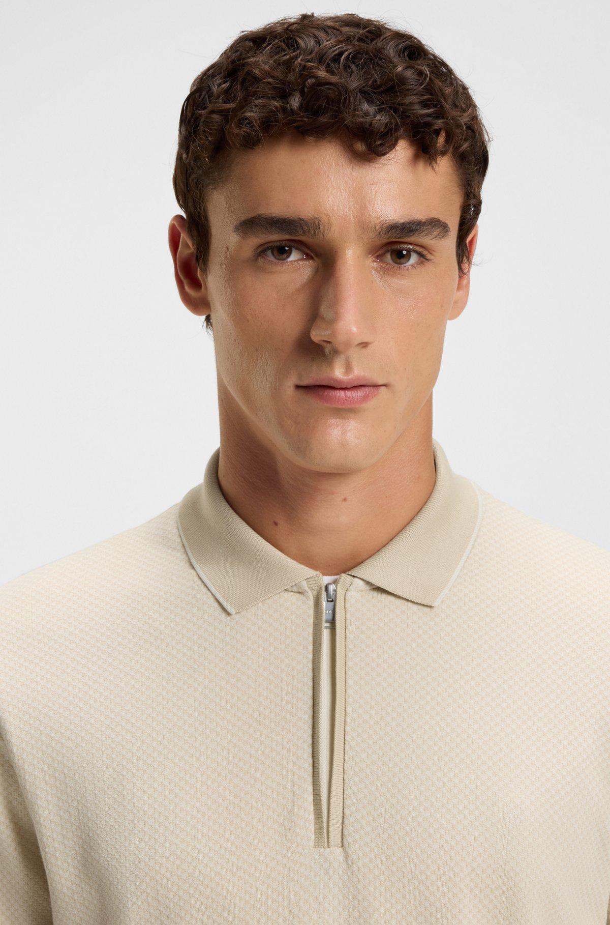 Mercerized-cotton polo shirt with two-tone structure Product Image