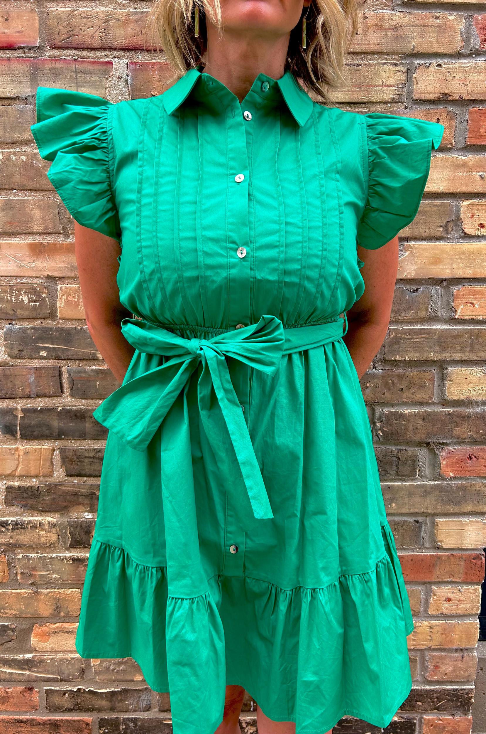 Button Down Belted Mini Dress Product Image