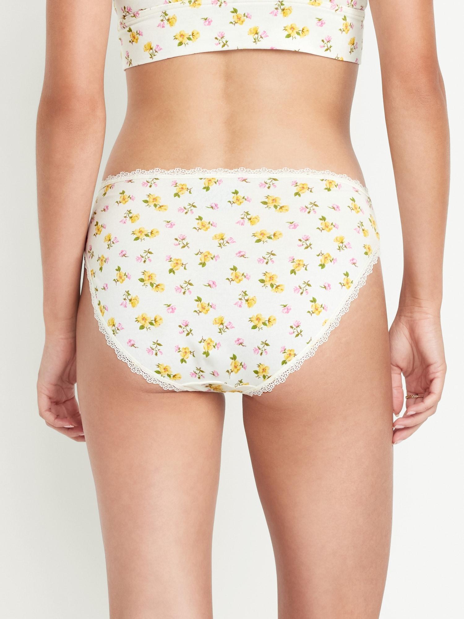 High-Waisted Lace-Trim Bikini Underwear Product Image