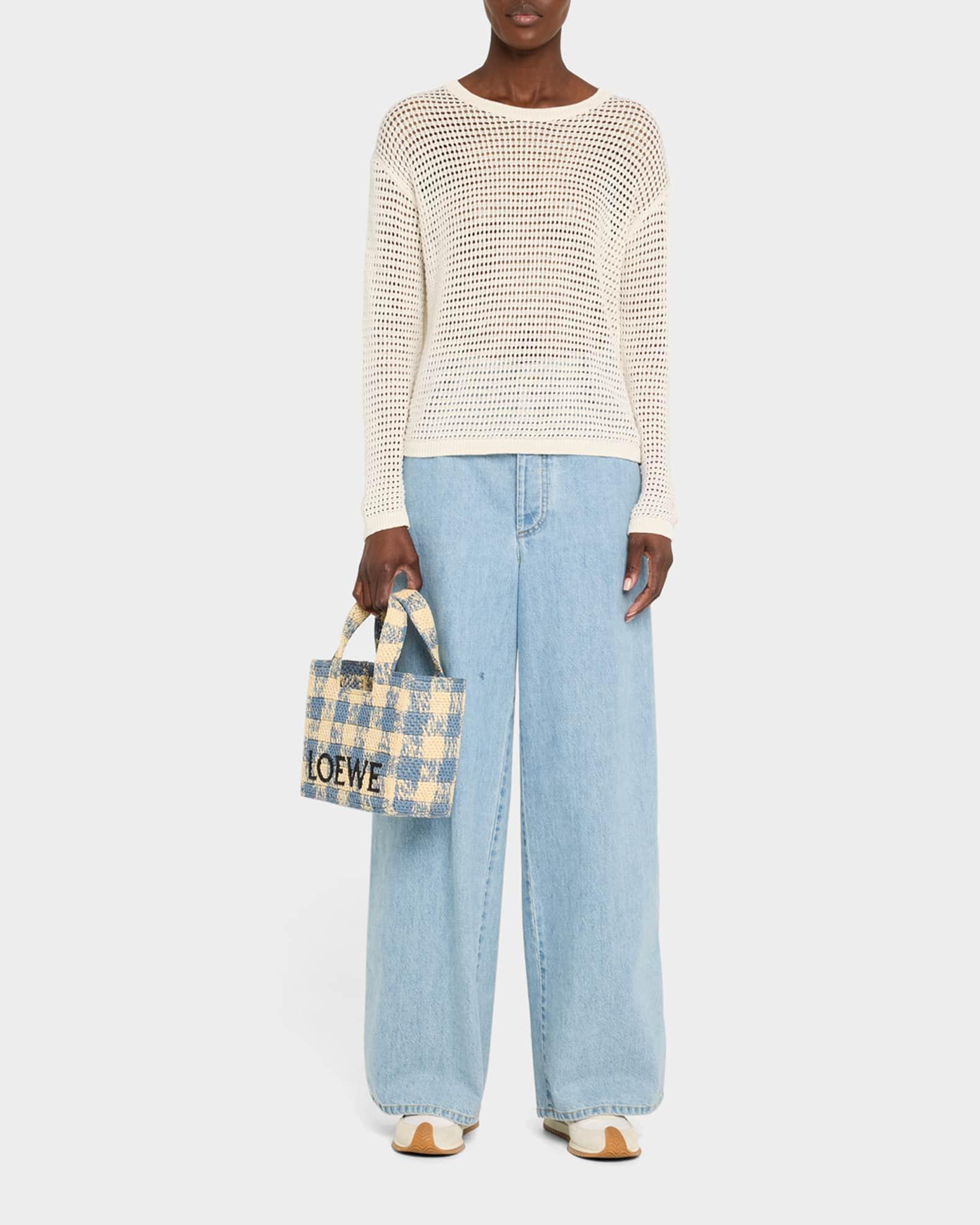 x Paula’s Ibiza Small Tote Bag in Gingham Raffia Product Image