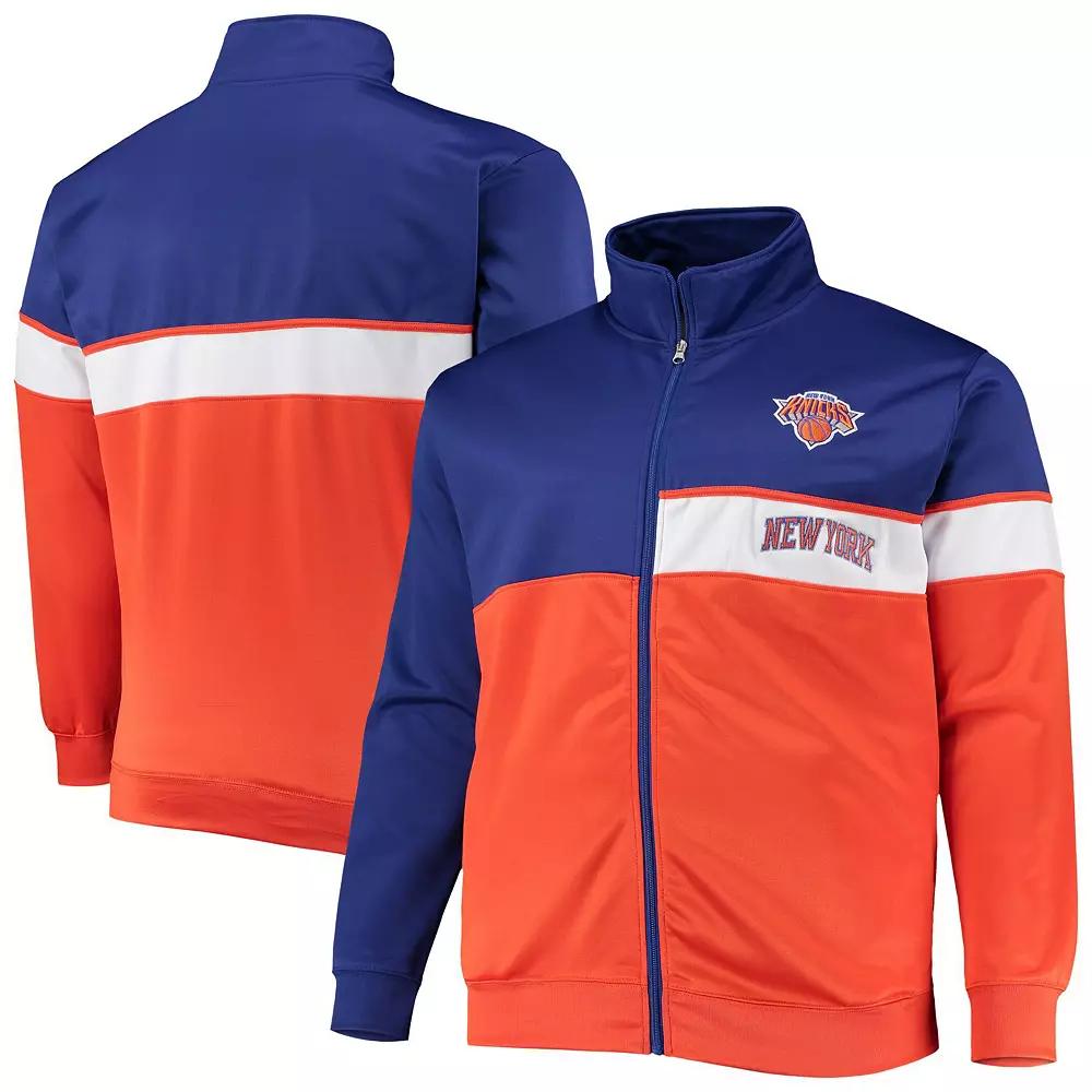 Men's Blue/Orange New York Knicks Big & Tall Pieced Body Full-Zip Track Jacket, Size: XLT Product Image